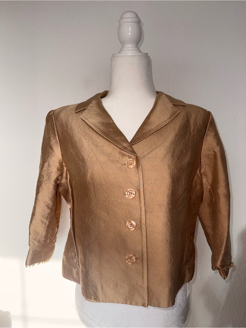 182. Teri Jon Bronze Silk-Blend Button Front Blazer